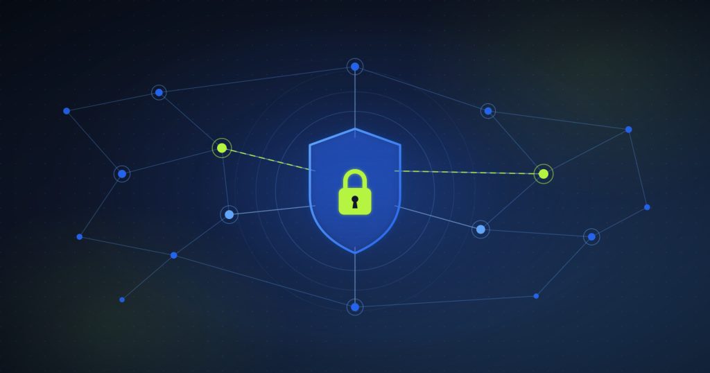 Nodi di una rete aziendale collegati a uno scudo con lucchetto: il modello Zero Trust sostituisce il perimetro della VPN